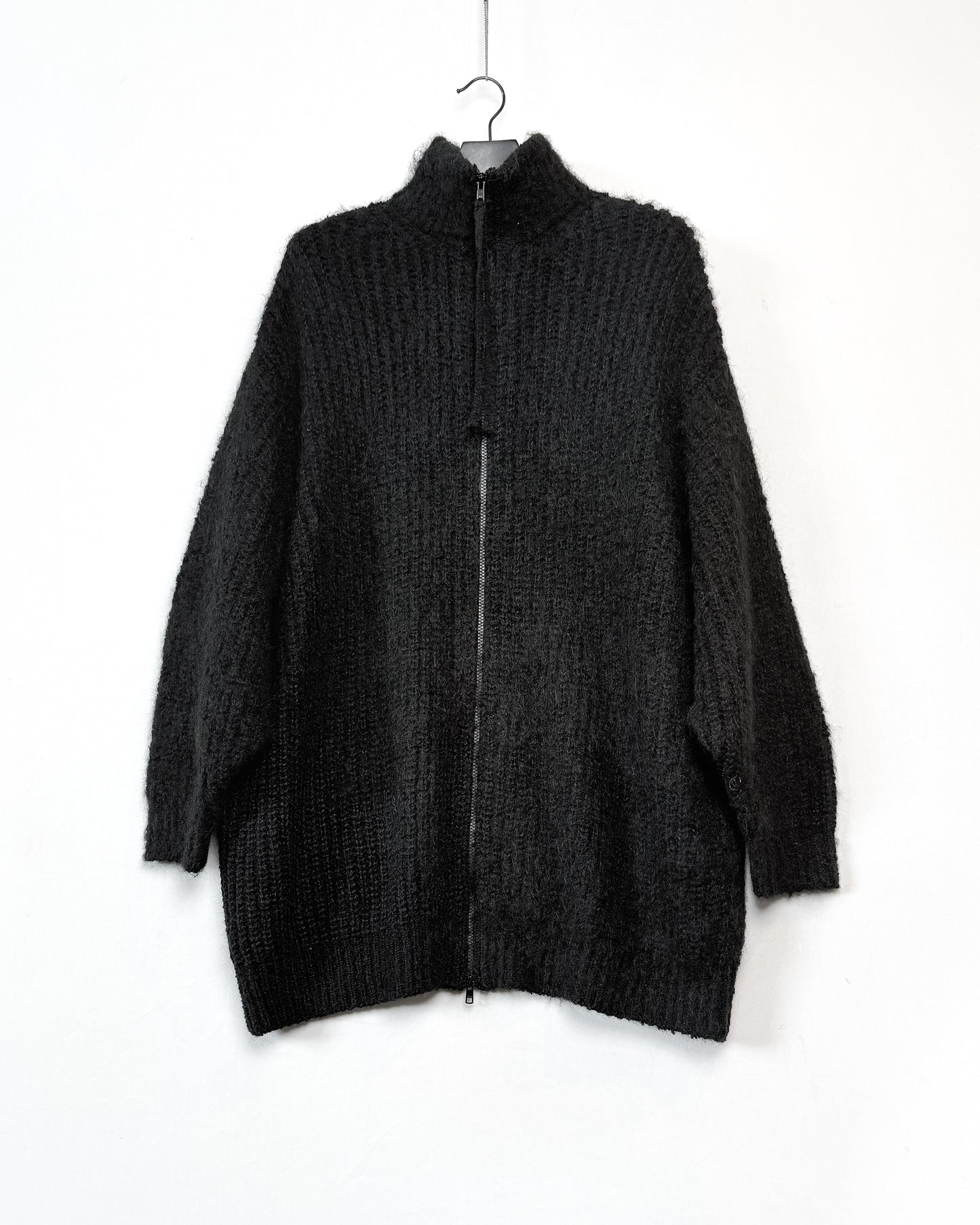 Raised zip-up cardigan