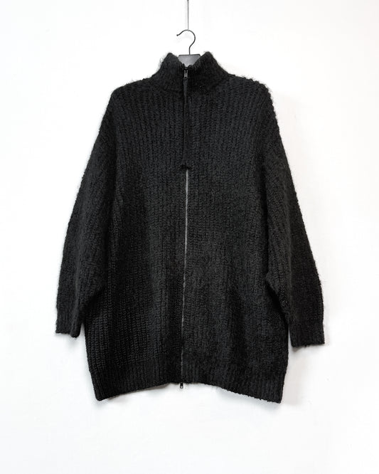 Raised zip-up cardigan