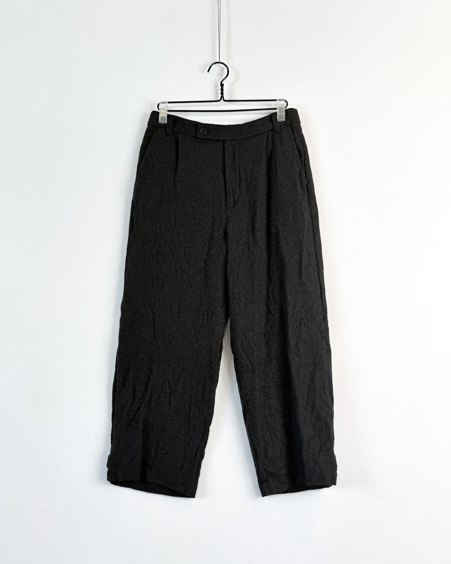 Eco wool herringbone wide pants