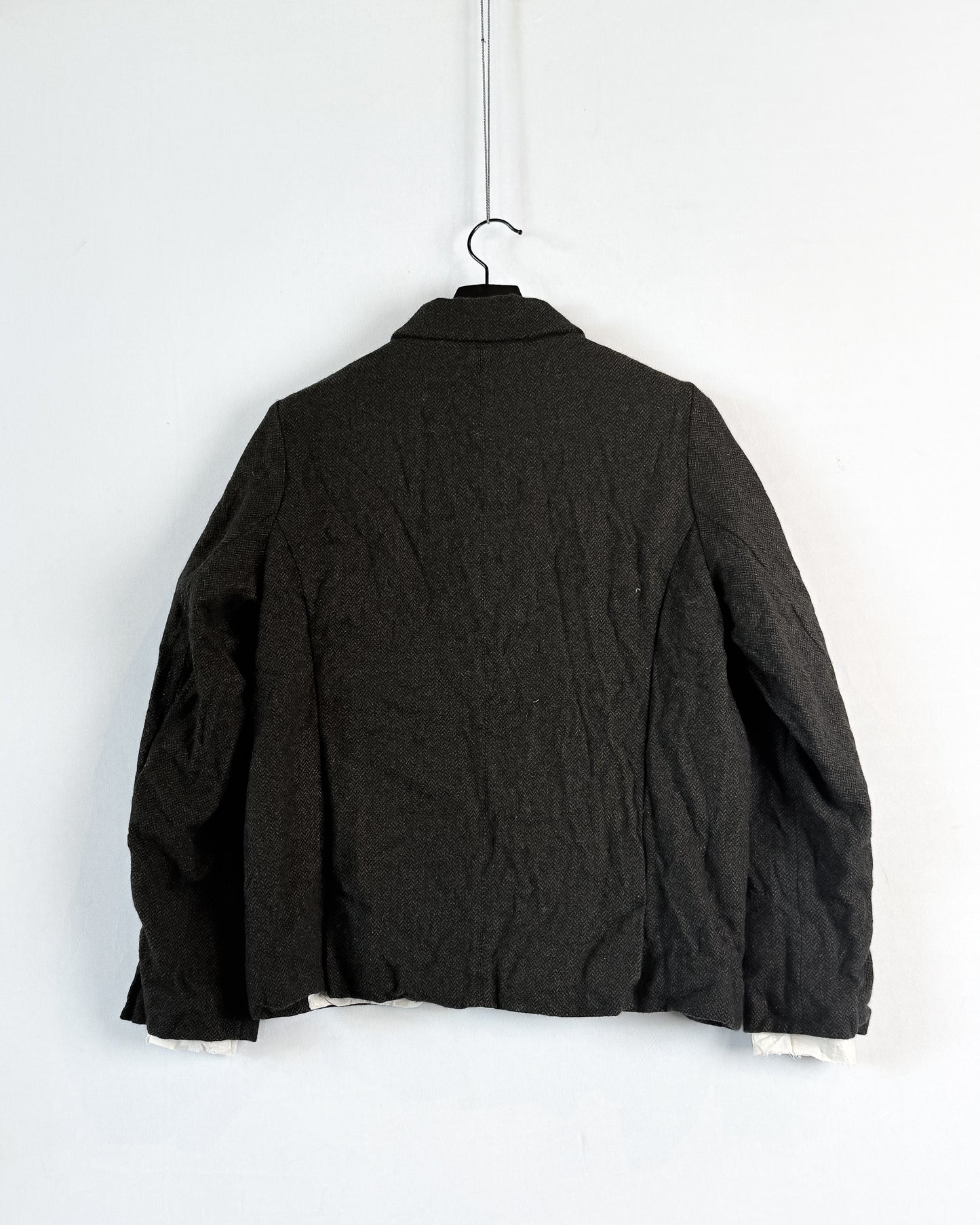 Eco wool herringbone short jacket