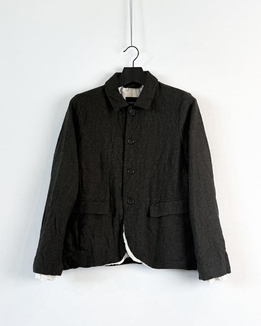 Eco wool herringbone short jacket