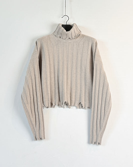 Eco-cashmere ribbed turtleneck sweater