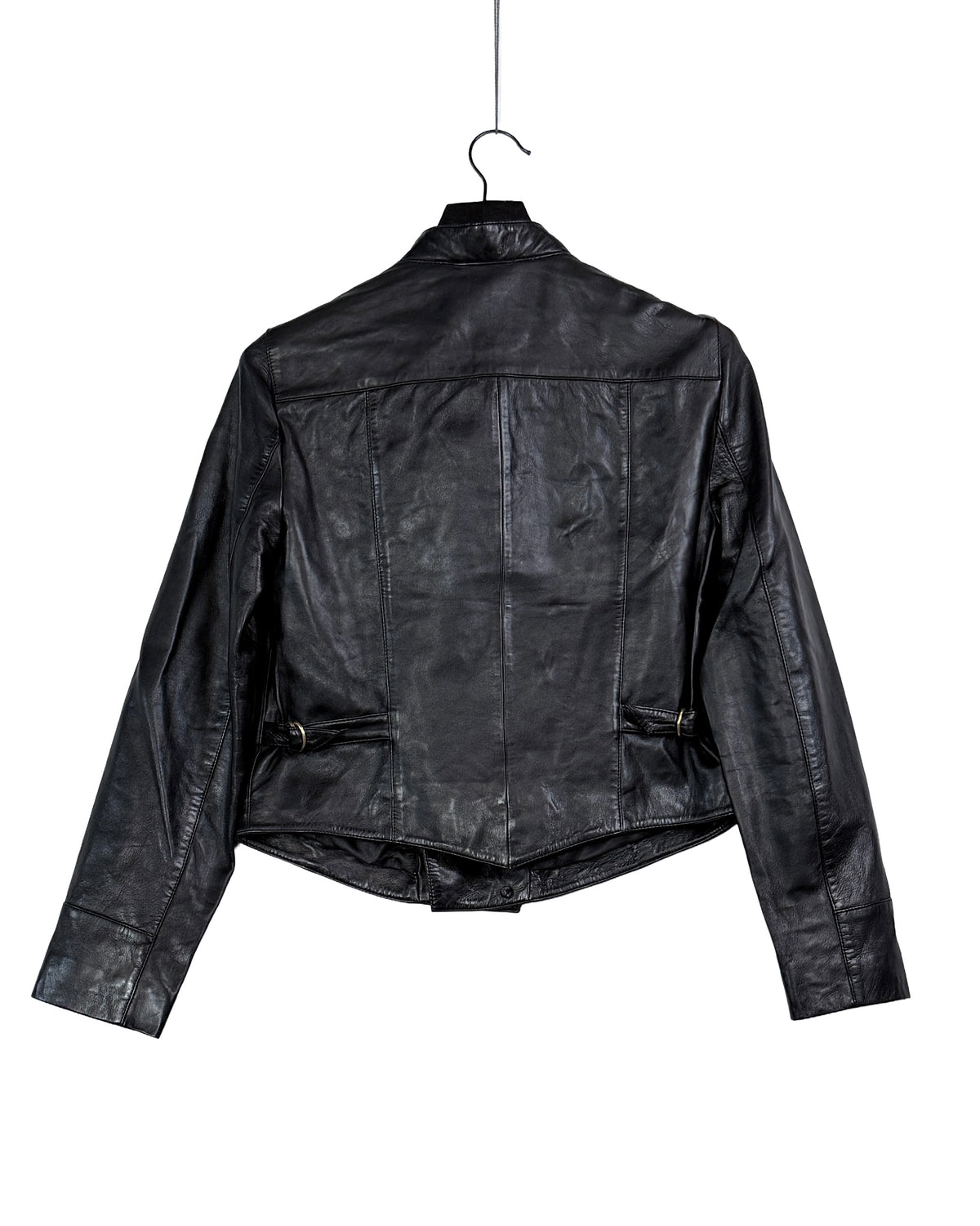 Shrunken leather peacoat